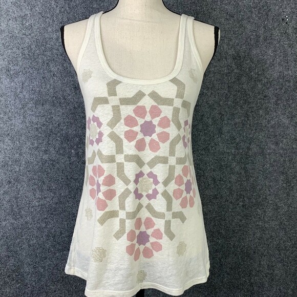 American Eagle Outfitters Tank Top Women S Ivory with Geometric Pattern - Picture 1 of 7